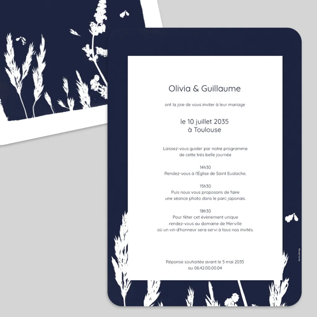 Faire-part Mariage Chic | Faire-part Mariage Original^Planet cards Le Cyanotype et Eucalyptus