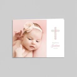 Faire-part Baptême Fille^Planet cards Le Liberty religieux
