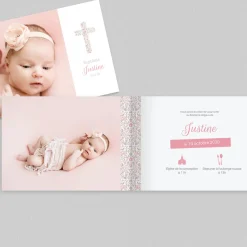 Faire-part Baptême Fille^Planet cards Le Liberty religieux