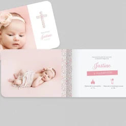 Faire-part Baptême Fille^Planet cards Le Liberty religieux