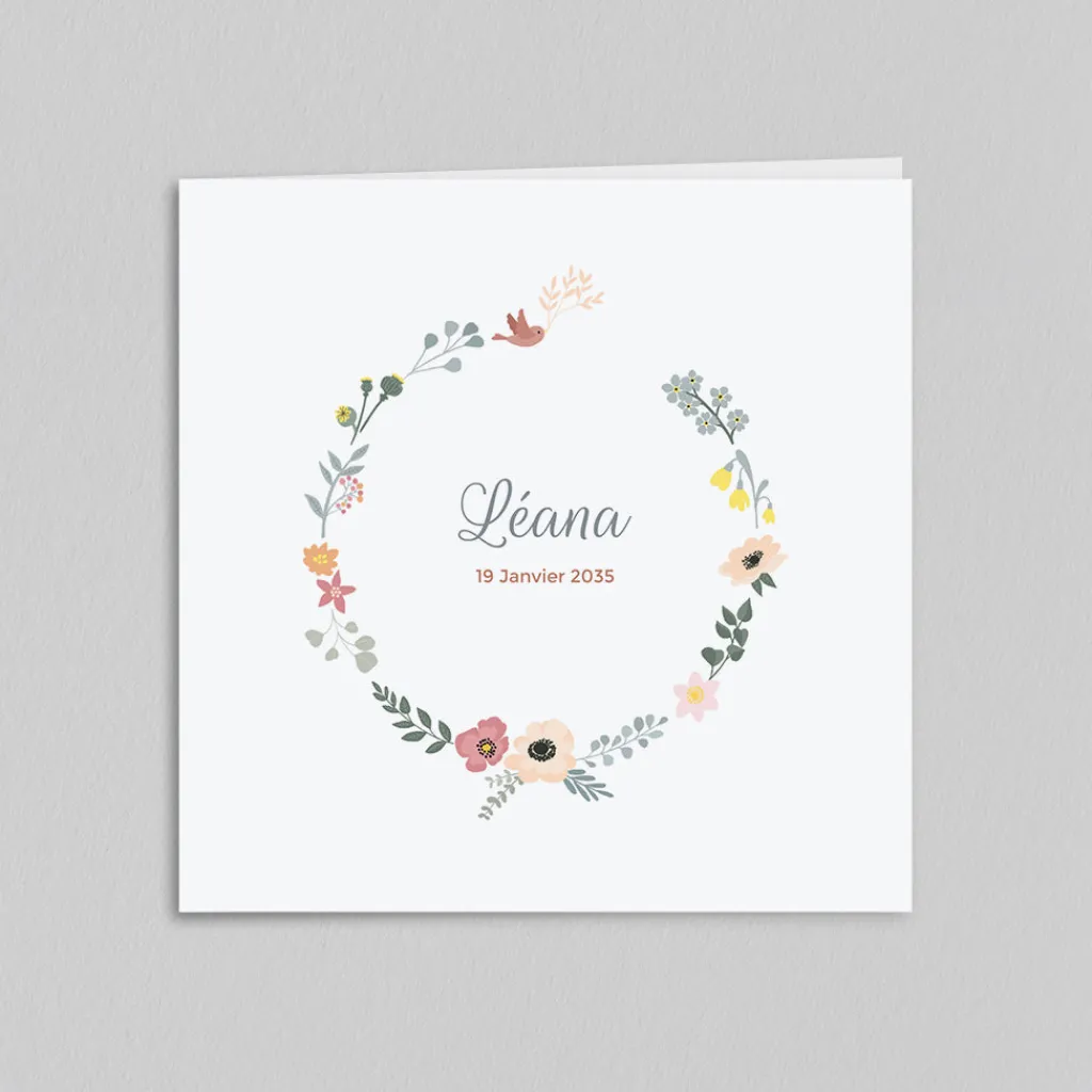Créations En Collaboration | Faire-part Naissance Fille^Planet cards L'envolée Fleurie