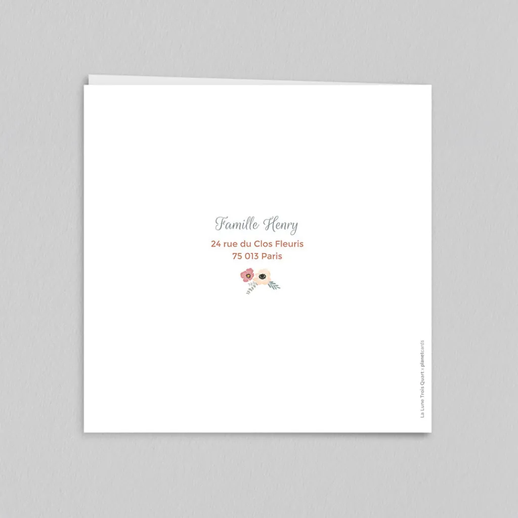 Créations En Collaboration | Faire-part Naissance Fille^Planet cards L'envolée Fleurie