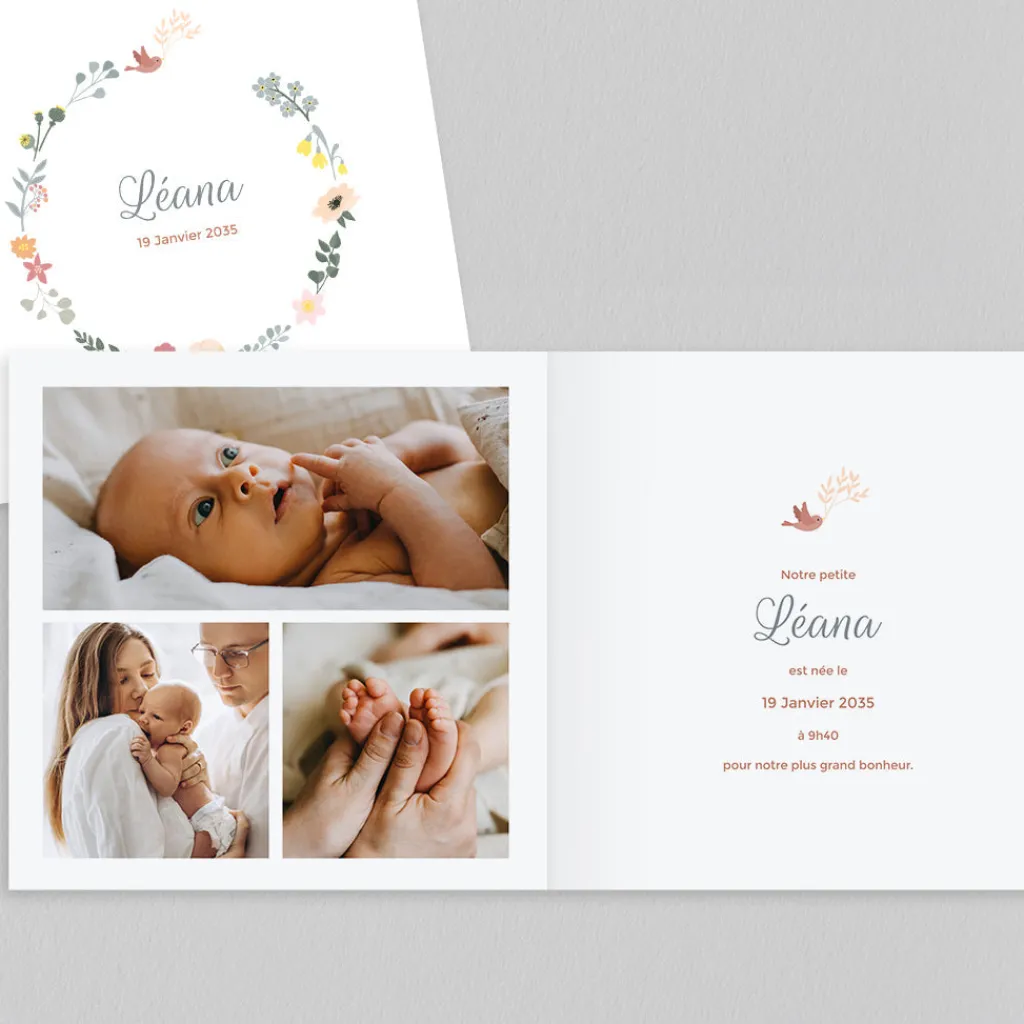 Créations En Collaboration | Faire-part Naissance Fille^Planet cards L'envolée Fleurie