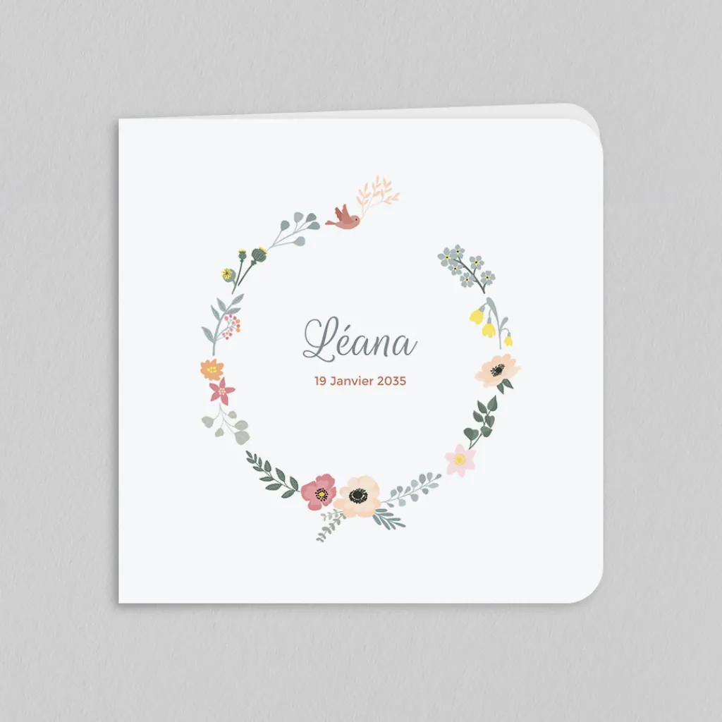 Créations En Collaboration | Faire-part Naissance Fille^Planet cards L'envolée Fleurie