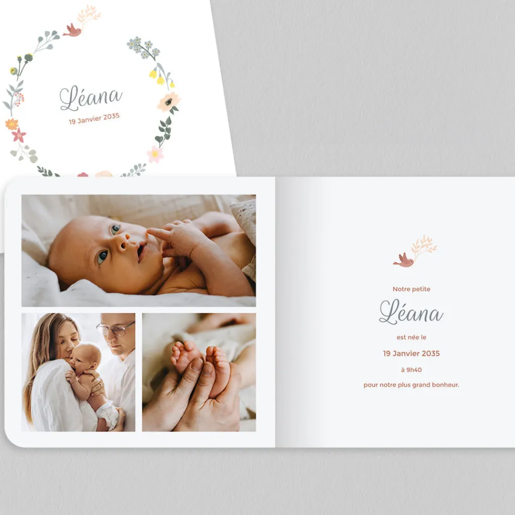 Créations En Collaboration | Faire-part Naissance Fille^Planet cards L'envolée Fleurie