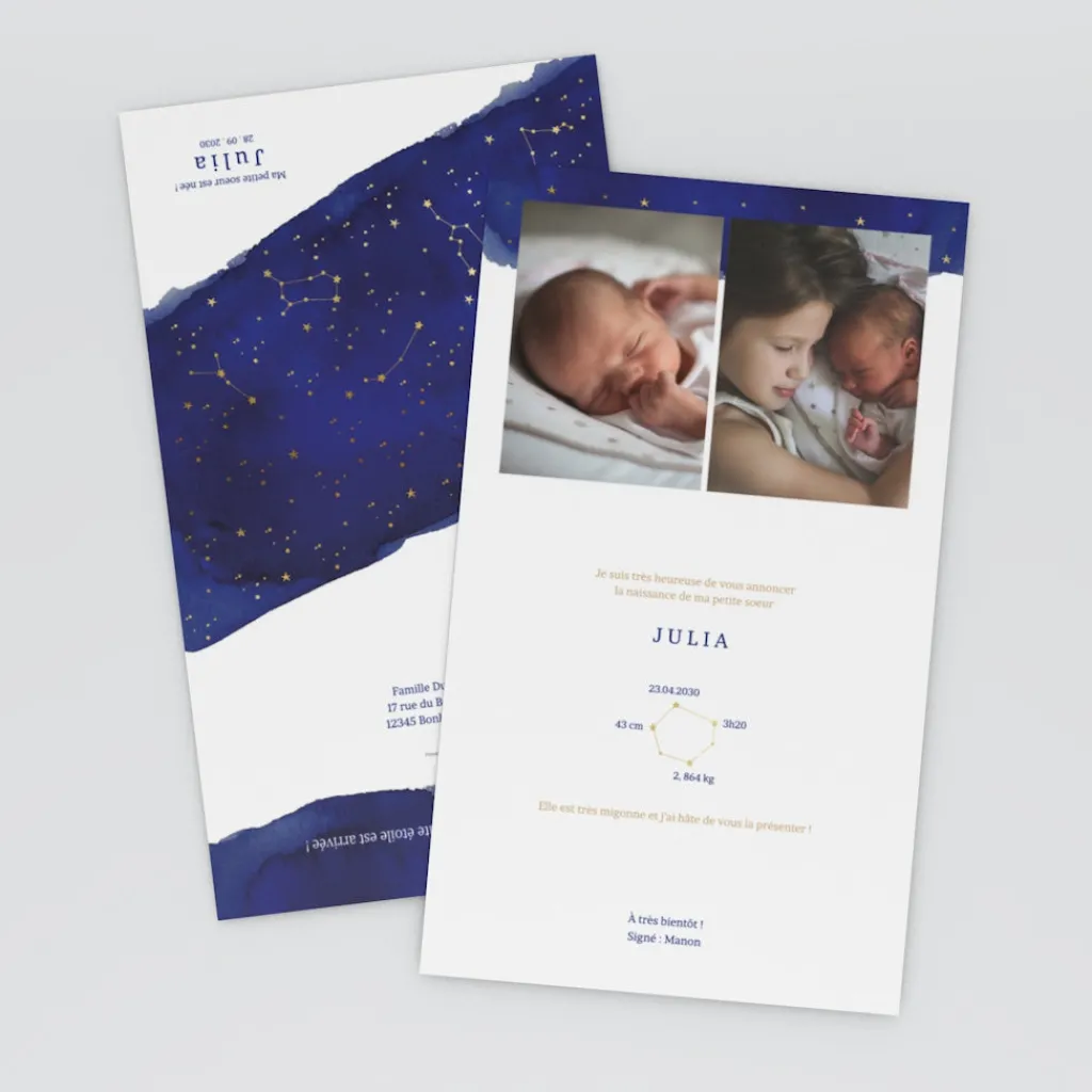 Faire-part Naissance Fille | Faire-part Naissance Garçon^Planet cards Leur Petit Univers Lunaire