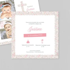 Faire-part Baptême Fille | Gamme Complète^Planet cards Liberty religieux