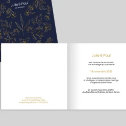 Créations En Collaboration | Faire-part Mariage Dorure^Planet cards Lignes Végétales