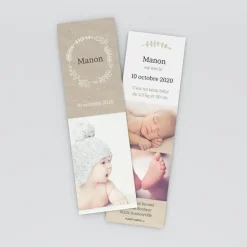 Faire-part Naissance Marque-page^Planet cards Lin floral