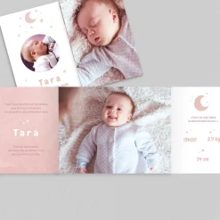 Faire-part Naissance Fille^Planet cards Lune Étoilée