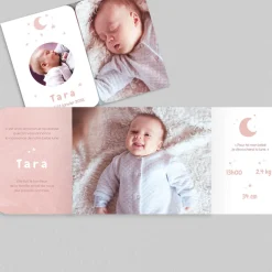 Faire-part Naissance Fille^Planet cards Lune Étoilée
