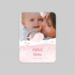 Carte Remerciement Naissance Fille^Planet cards Ma petite baleine Rose