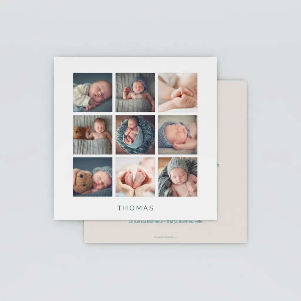 Carte Remerciement Naissance Garçon | Carte Remerciement Naissance Classique^Planet cards Magnifiques Photos