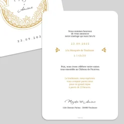 Faire-part Mariage Dorure^Planet cards Main de Fatma