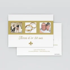 Carte Invitation Noces D'or | Carte Invitation Noces D'or^Planet cards Mariage d'or