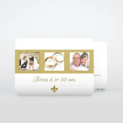 Carte Invitation Noces D'or | Carte Invitation Noces D'or^Planet cards Mariage d'or