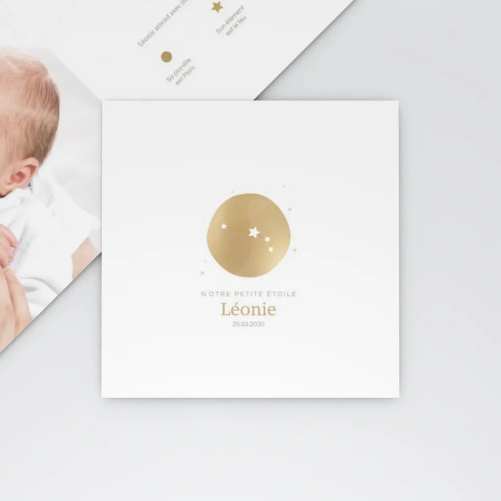 Faire-part Naissance Fille | Faire-part Naissance Garçon^Planet cards Médaillon Constellation Bélier
