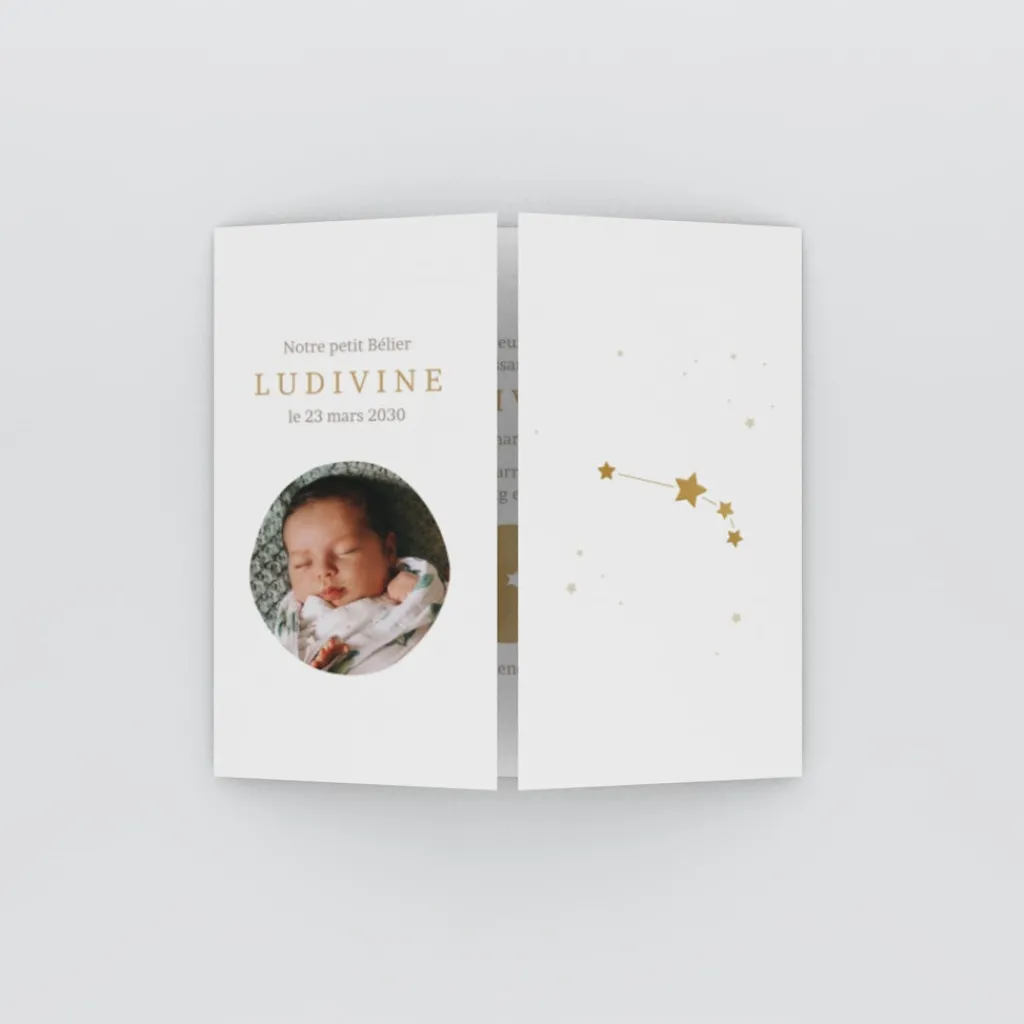 Faire-part Naissance Fille | Faire-part Naissance Garçon^Planet cards Médaillon Constellation Bélier
