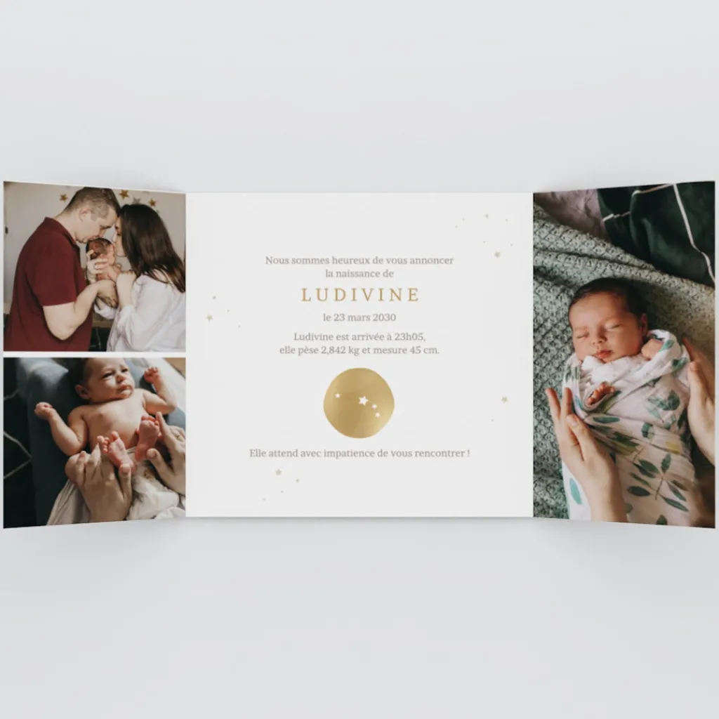 Faire-part Naissance Fille | Faire-part Naissance Garçon^Planet cards Médaillon Constellation Bélier