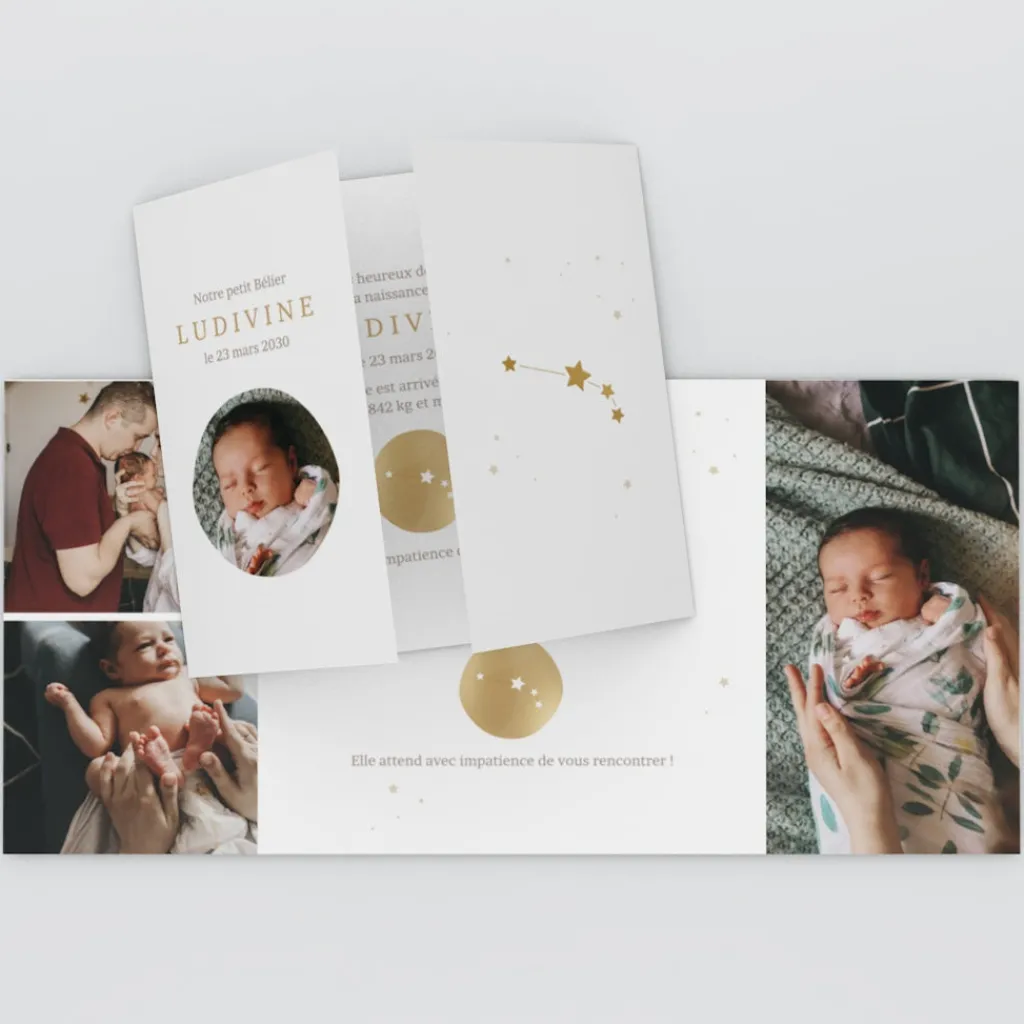 Faire-part Naissance Fille | Faire-part Naissance Garçon^Planet cards Médaillon Constellation Bélier