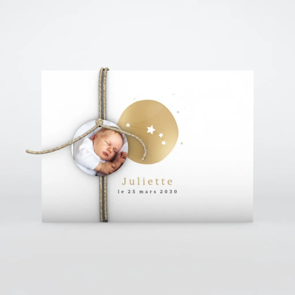 Faire-part Naissance Fille | Faire-part Naissance Garçon^Planet cards Médaillon Constellation Bélier