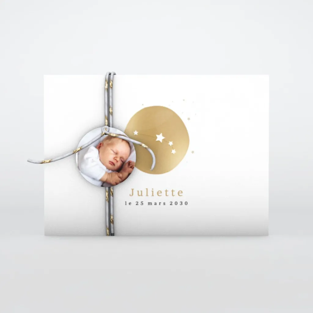Faire-part Naissance Fille | Faire-part Naissance Garçon^Planet cards Médaillon Constellation Bélier