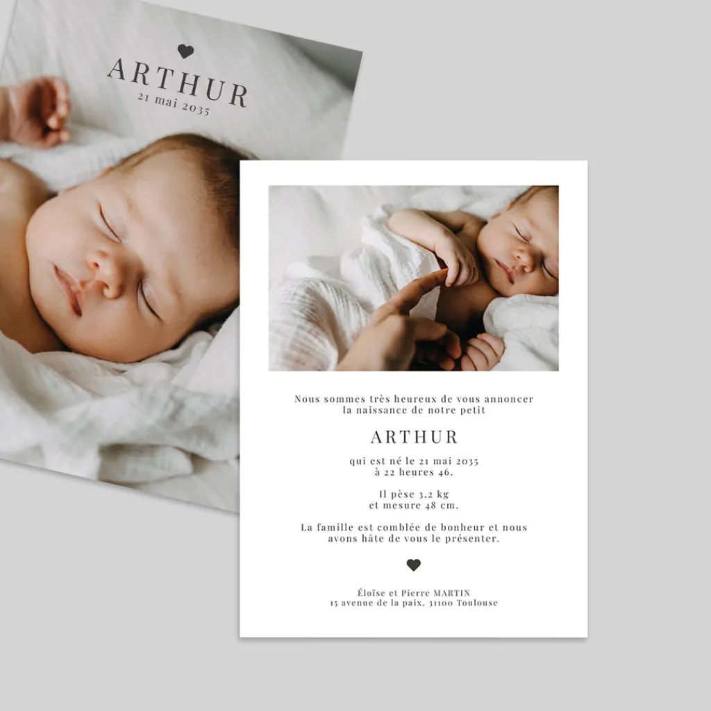 Faire-part Naissance Fille | Faire-part Naissance Garçon^Planet cards Minimaliste et Coeur