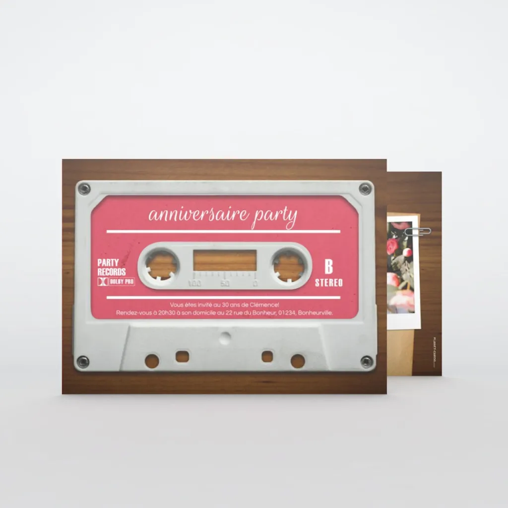 Carte Invitation Anniversaire Adulte Vintage^Planet cards Mixtape Vintage