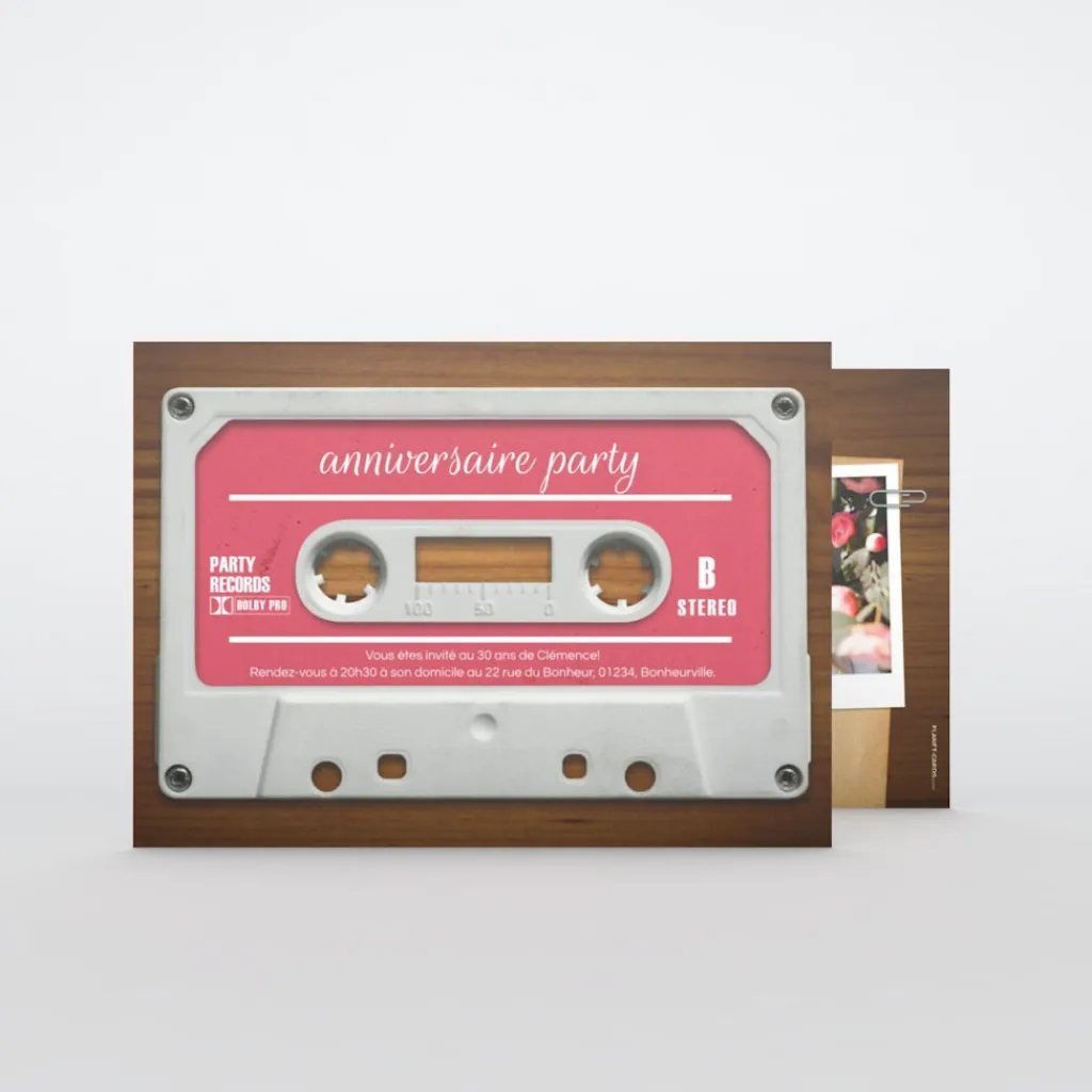 Carte Invitation Anniversaire Adulte Vintage^Planet cards Mixtape Vintage
