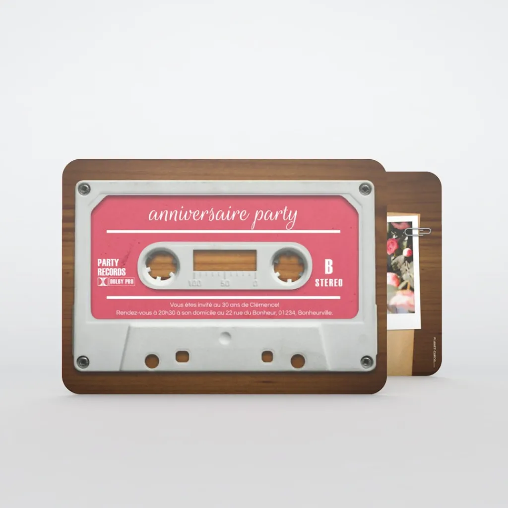 Carte Invitation Anniversaire Adulte Vintage^Planet cards Mixtape Vintage