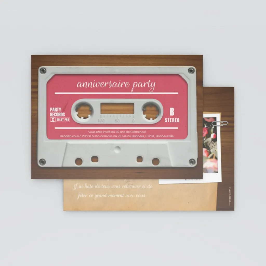 Carte Invitation Anniversaire Adulte Vintage^Planet cards Mixtape Vintage