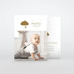 Carte Remerciement Naissance Classique^Planet cards Mobile Bronze