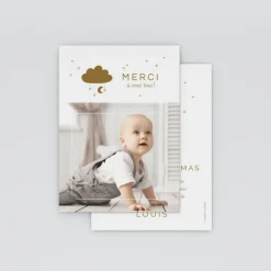 Carte Remerciement Naissance Classique^Planet cards Mobile Bronze