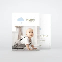 Carte Remerciement Naissance Classique^Planet cards Mobile Bronze