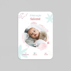 Faire-part Naissance Animaux^Planet cards Mon Doudou Baleine Rose