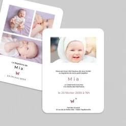 Faire-part Baptême Civil | Faire-part Baptême Fille^Planet cards Mon Petit Papillon