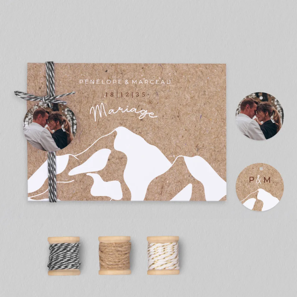 Faire-part Mariage Original^Planet cards Montagne Enneigée