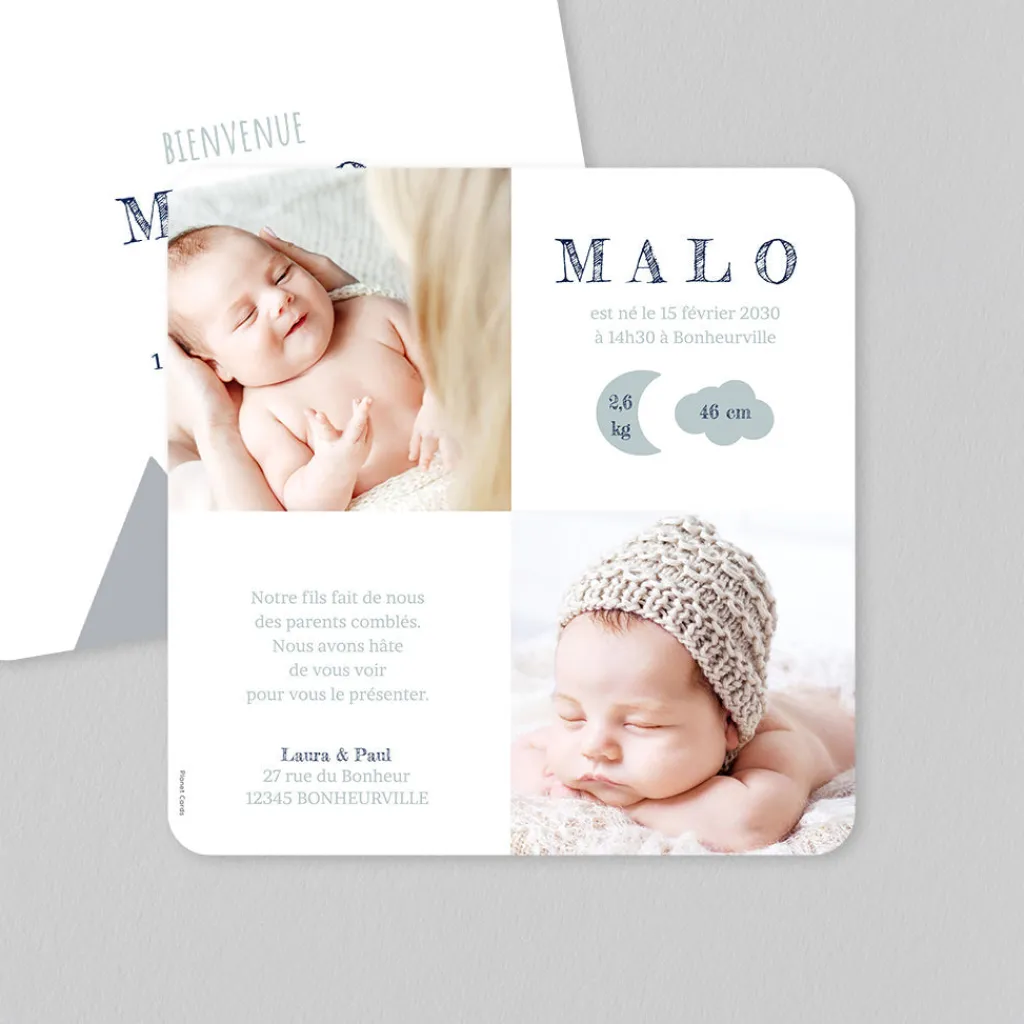 Faire-part Naissance Fille | Faire-part Naissance Garçon^Planet cards Montagnes Et Petits Nuages