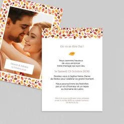 Faire-part Mariage Champêtre^Planet cards Motif automnal