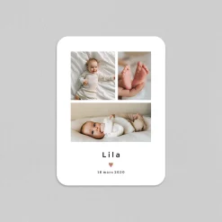 Faire-part Naissance Fille^Planet cards Multi-Photo et Joli Coeur