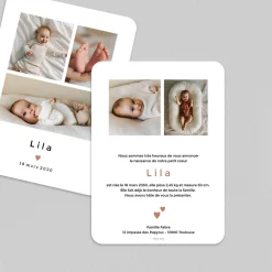 Faire-part Naissance Fille^Planet cards Multi-Photo et Joli Coeur