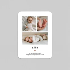 Faire-part Naissance Magnet | Faire-part Naissance Fille^Planet cards Multi-Photo et Joli Coeur magnétique