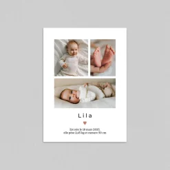 Faire-part Naissance Magnet | Faire-part Naissance Fille^Planet cards Multi-Photo et Joli Coeur magnétique
