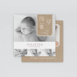 Faire-part Naissance Fille^Planet cards Multiphoto Etiquette
