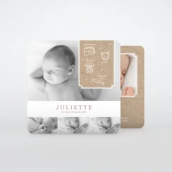 Faire-part Naissance Fille^Planet cards Multiphoto Etiquette