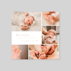 Faire-part Naissance Fille^Planet cards Multiphoto élégant
