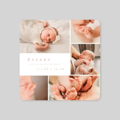 Faire-part Naissance Fille^Planet cards Multiphoto élégant
