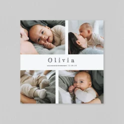 Carte Remerciement Naissance Magnet^Planet cards Multiphoto Minimaliste