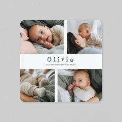 Carte Remerciement Naissance Magnet^Planet cards Multiphoto Minimaliste