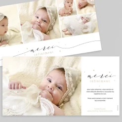 Carte Remerciement Baptême Garçon^Planet cards Multiphoto étoilé